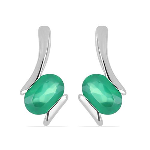 1.44 CT GREEN ONYX STERLING SILVER EARRINGS #VE013661